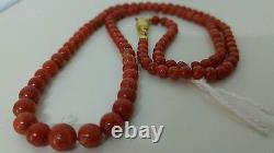 Natural Red Coral decrease beads necklace, authentic italian coral