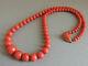 Natural Red No Dye Coral Bead Necklace 18k Gold Clasp