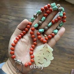 Natural Undyed Blood Red Aka Tibetan Coral Jade Turquoise Bead Jewelry Necklace