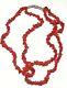 Natural Untreated Oxblood Red Coral Barrel Bead Necklace Double 19 57.76 Grs
