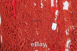 Natural red coral authentic necklace 5mm beads and 18k gold
