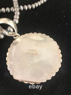 Navajo American Apple Coral Sponge Bead Sterling Silver Necklace Pendant S1326