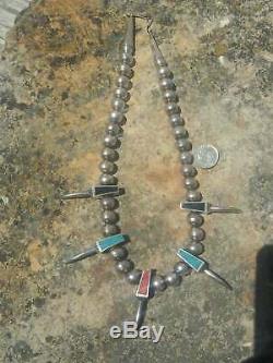 Navajo Vintage Sterling 5 Claws BIG Bench Beads Cones Native American Necklace