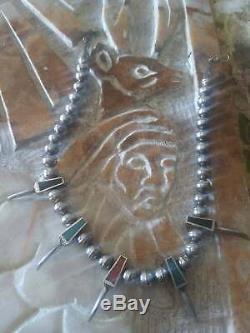 Navajo Vintage Sterling 5 Claws BIG Bench Beads Cones Native American Necklace