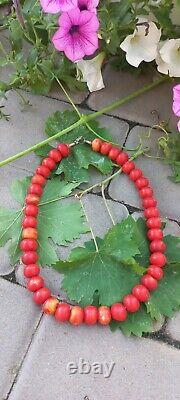 Necklace antique copy graduated dyed salmon coral necklace vintage USSR 130gr