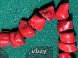 Necklace coral USSR Soviet Vintage beads red CORAL BEAD jewellery Very Rare