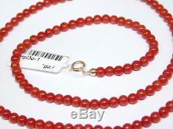 Necklace in Coral of the Mediterranean 18 k Yellow Gold From Italy Handmade