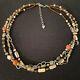 Nice Estate Sterling Silver Abalone Coral & Amber Glass Bead Necklace 16-17.5