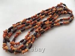Old Antique Rare Natural Coral Stone Beads Bakelite Necklace Women