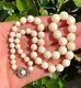 Old Chinese Carved Angel Skin Coral 6mm 11 Mm Bead Graduated Necklace 17.5