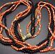 Old Estate Coral & Onyx Bead 5-strand Necklace Sapphire & Diamond 14k Gold Clasp