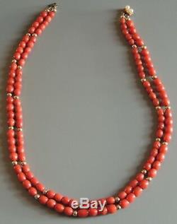 Old Natural RED Coral Bead Necklace NO Dye 57 grams