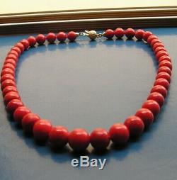 Old Rare Antique Vintage Natural Undyed Italy Coral Necklace Beads 10mm 52 Gr
