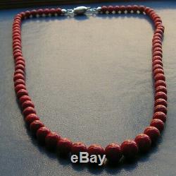Old Rare Antique Vintage Natural Undyed Italy Coral Necklace Beads 5mm to 8mm