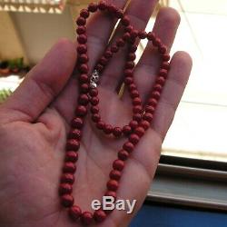 Old Rare Antique Vintage Natural Undyed Italy Coral Necklace Beads 5mm to 8mm
