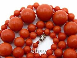 Old Rare Asian Antique Huge Natural Aka Dark Red Coral Necklace Stone Chain Bead