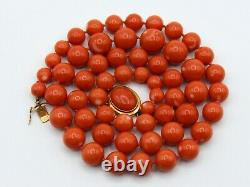 Old Real Antique Natural Dark Red Momo Coral Necklace Chain beads 18K Collection