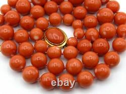 Old Real Antique Natural Dark Red Momo Coral Necklace Chain beads 18K Collection