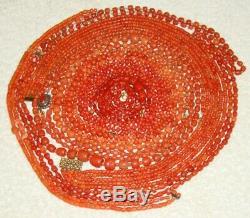 Old Real Antique Natural Red Orange Salmon Coral necklace Beads Chain Whole Sale