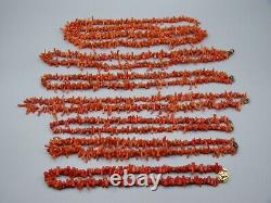 Old Real Antique Natural Red Sea Coral beads necklace chain Convolut 1275 gram