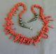 Old Vintage Coral Necklace W Bench Made Silver Beads And Stamped Cone Ends