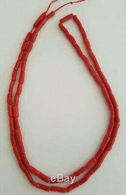 One Strand Natural Mediterranean Coral Beads Necklace 23.5 inch
