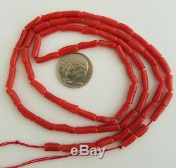 One Strand Natural Mediterranean Coral Beads Necklace 23.5 inch