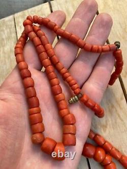 Original Antique Undyed Ukrainian Coral Necklace Beads 116 gr BIG BEAD 18 mm