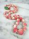Pink & White Momo Coral Bead Apple Green Jadeite Jade Necklace 14k Gold 54.5g