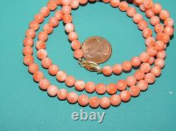 Peach Salmon Coral 6mm Bead Strand 25 Long Necklace 36 gr 7g 101