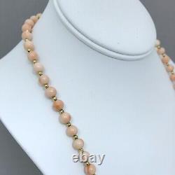 Pink Coral and 14K Yellow Gold Bead Necklace 30