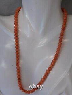 Pink Peach Coral 5.5/6mm Bead Strand Gold Clasp 15.5 Necklace 18.7g 11b 132