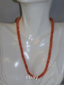 Pink Peach Coral 5.5/6mm Bead Strand Gold Clasp 15.5 Necklace 18.7g 11b 132
