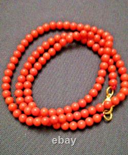 Pretty Italy Jewelry Old Handmade Authentic Round Carved Coral Necklace 25 gr