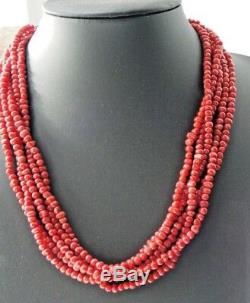 Qvc Mg Southwestern Natural Coral Bead 5 Strand Sterling Silver Necklace