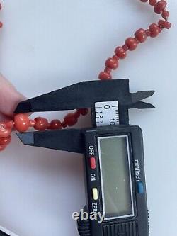 RARE ANTIQUE VICTORIAN SALMON RED CORAL BEAD NECKLACE CCA 1880 17 20g