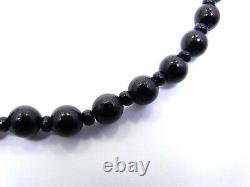 RARE Old Vintage Hawaiian NATURAL BLACK CORAL 8mm Bead Strand Necklace