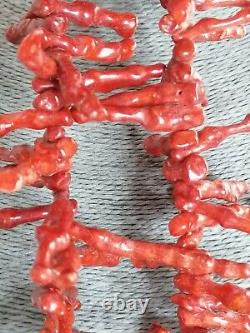 RARE Vintage Estate Red Coral Necklace Chunky Branch Stick Coral Sponge 818
