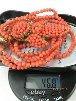 RARE Vintage Signed Miriam Haskell real Red Coral Beads Choker Necklace