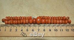 Rare 28,3g Natural Venetian Coral Beads Mediterranean style Necklace Undyed VTG