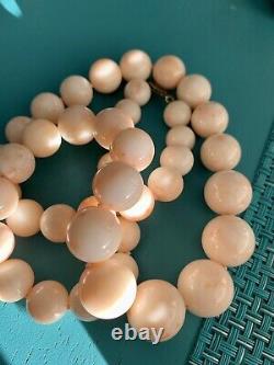 Rare Antique Large MM Graduated Angelskin Coral Beads