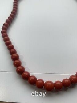 Rare Antique Vintage Coral Necklace Beads From 10.6 to 8mm
