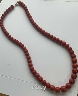 Rare Antique Vintage Coral Necklace Beads From 10.6 to 8mm