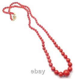 Rare! Authentic Vintage Buccellati 18k Yellow Gold Graduated Coral Bead Necklace