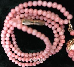 Rare Necklace & grape pendent Vintage Art Deco Angel Skin Coral Necklace 20 10g