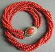 Rare Oxblood Natural Undyed Red Coral Bead Necklace 18k Gold Clasp