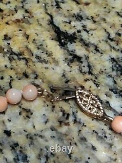 Rare SALMON CORAL Bead With 14k Gold Clasp Necklace