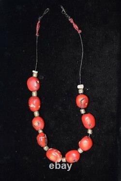 Rare Vintage Style Natural Red Coral Necklace Beads 18 inch