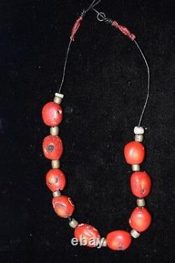 Rare Vintage Style Natural Red Coral Necklace Beads 18 inch