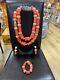 Real Coral Beads Big Necklace Bracelet Occasion Jewellery Set